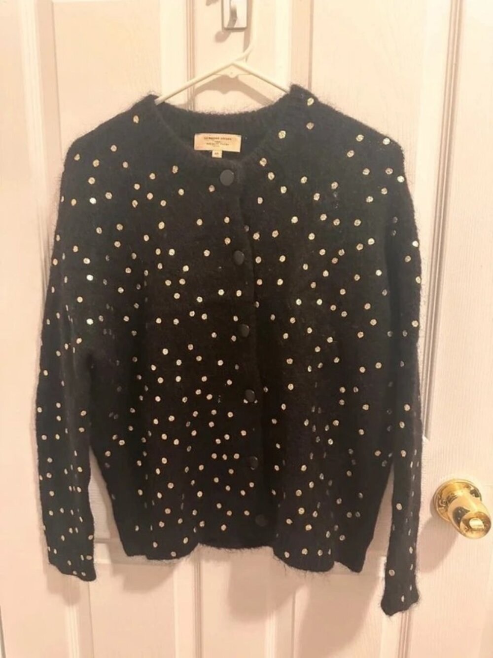 Sézane Black Gold Sequin Dot Cardigan – XS